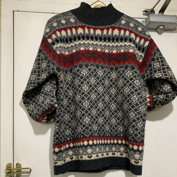 VINTAGE JACOB FAIR ISLE TURTLENECK KNITTED WOOL SWEATERS SIZE S - Picture 4 of 15